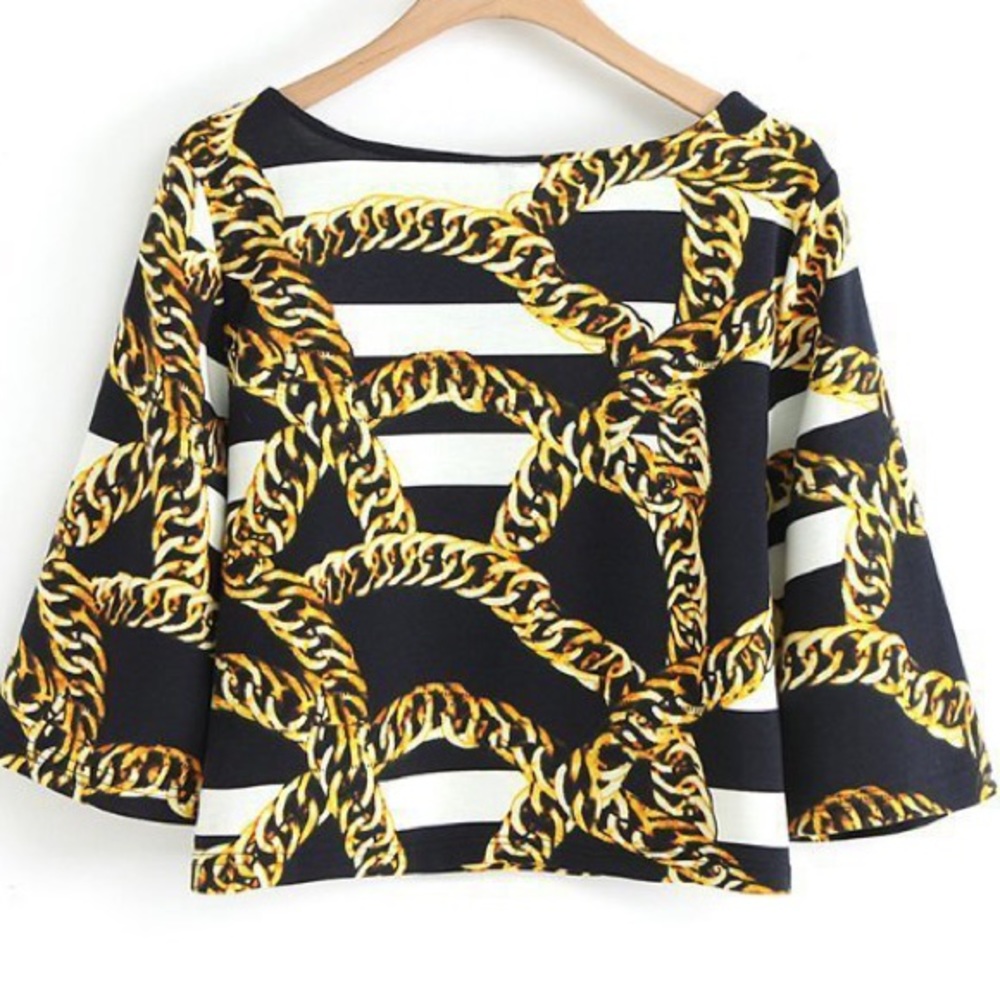Chain Print Boxy Knit Top - Picture 3 of 4